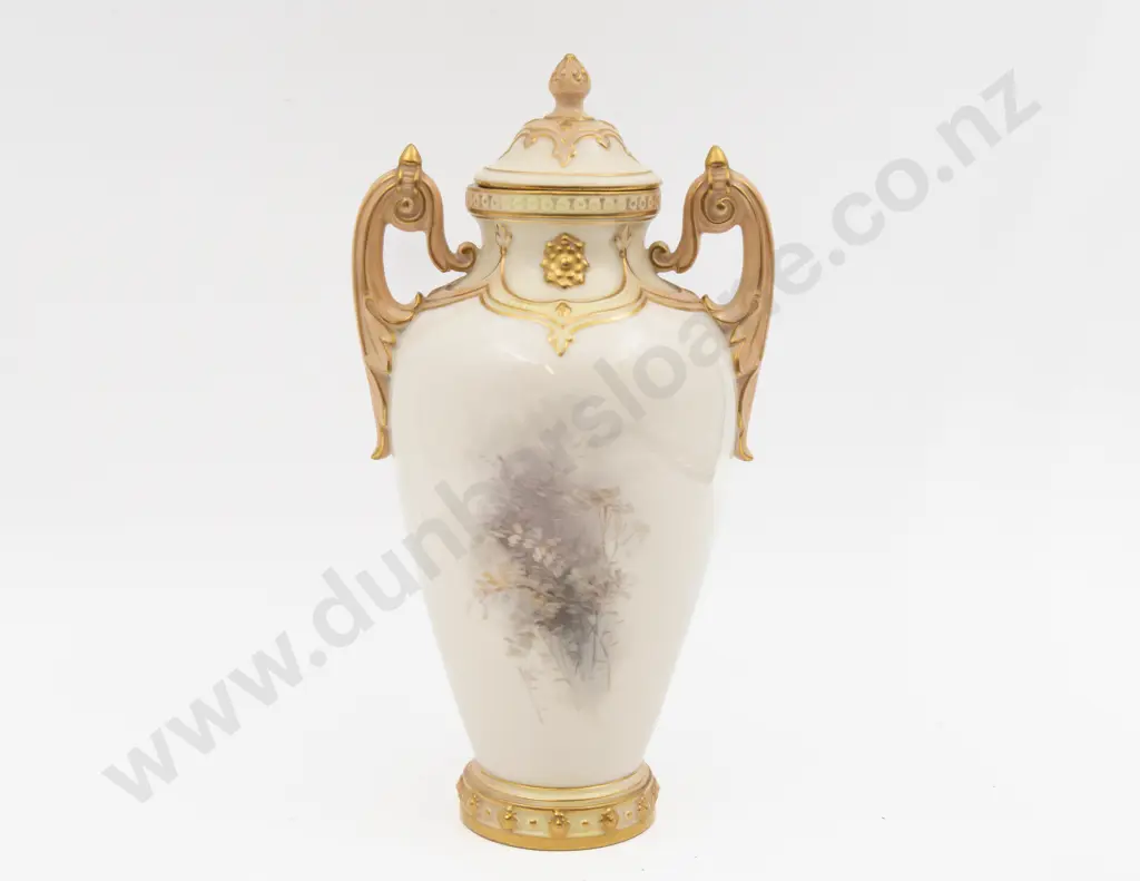 C1892 Royal Worcester Covered Urn Hand Painted with Ducks in Flight Signed Jas Stinton 28cm H Image 1++
