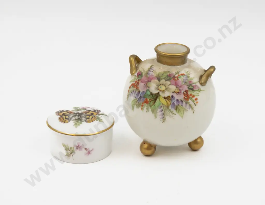 C1869 Royal Worcester Posy Pot Hand Painted with Florals 9cm H & Other Image 1++