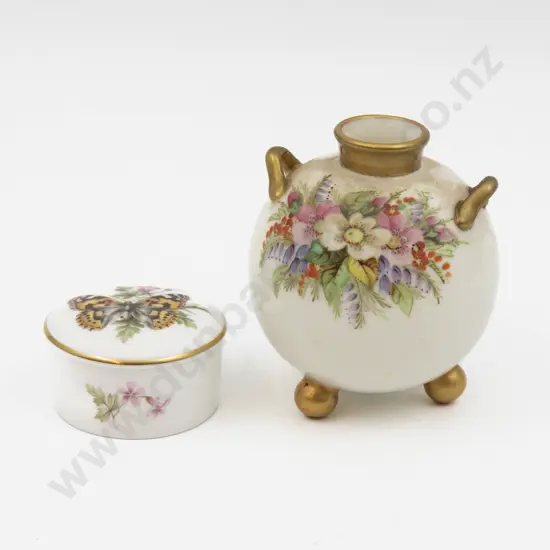C1869 Royal Worcester Posy Pot Hand Painted with Florals 9cm H & Other