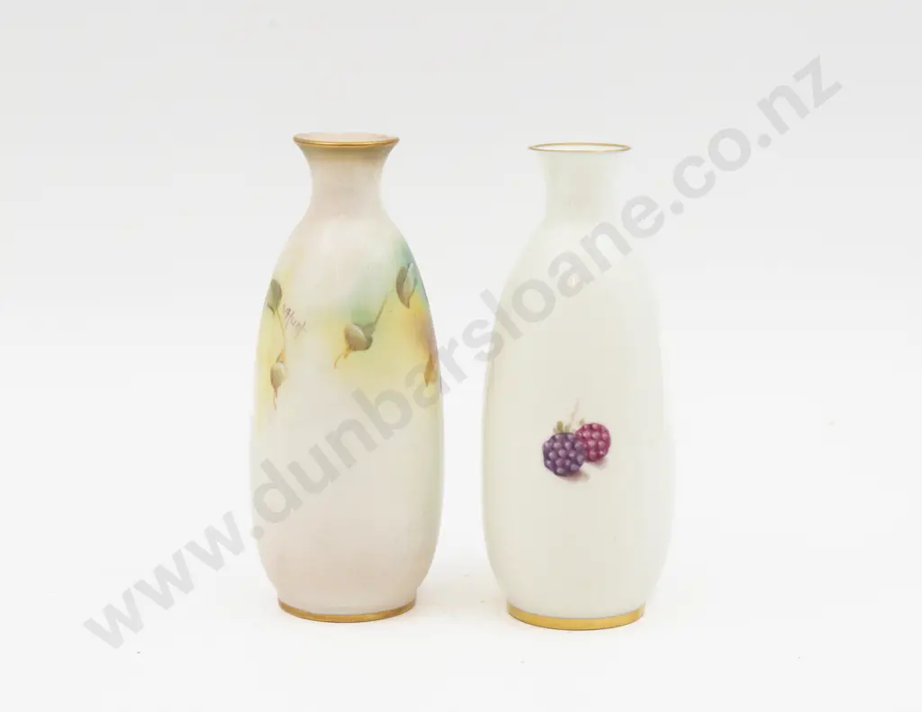 C1950 Royal Worcester Vase Hand Painted with Roses Signed M Hunt 14.5cm H & Other Image 1++