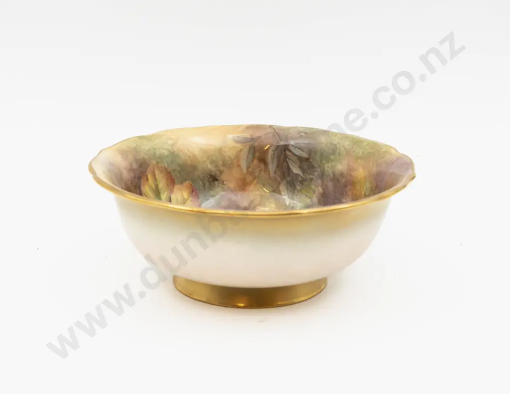 C1949 Royal Worcester Footed Bowl Hand Painted with Fruits Signed H H Price 20cm Dia Image 1++