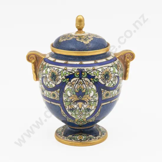 C1918 Royal Worcester Art Nouveau Covered Urn Hand Painted with Florals 14cm H