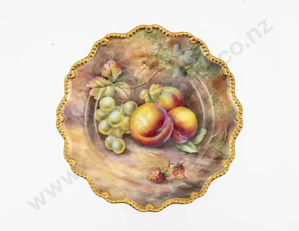 Royal Worcester Plate Hand Painted with Fruits Signed H H Price 22.5cm Dia Image 1++