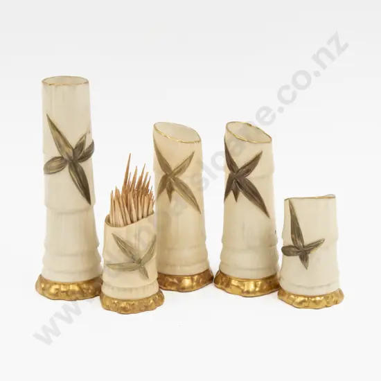 C1924 Royal Worcester Five Bamboo Shoot Bud Vases