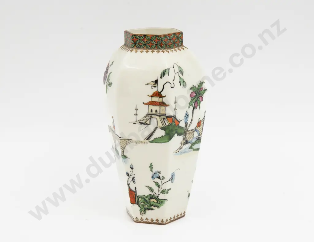 C1912 Royal Worcester Enamel Painted Oriental Pattern Vase Image 1++