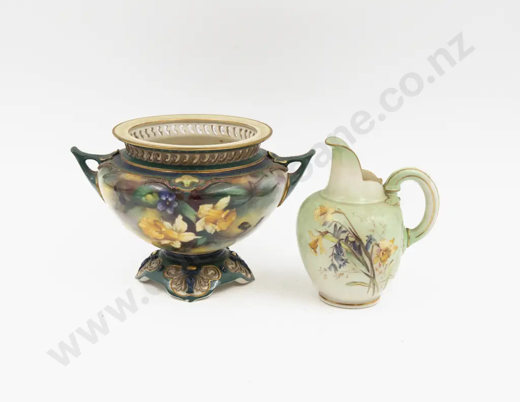 C1905 Hadley's Worcester Vase and Worcester Jug Image 1++