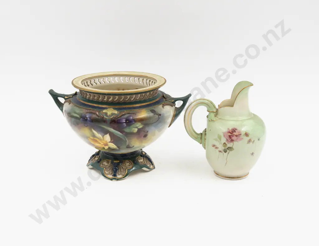C1905 Hadley's Worcester Vase and Worcester Jug Image 1++