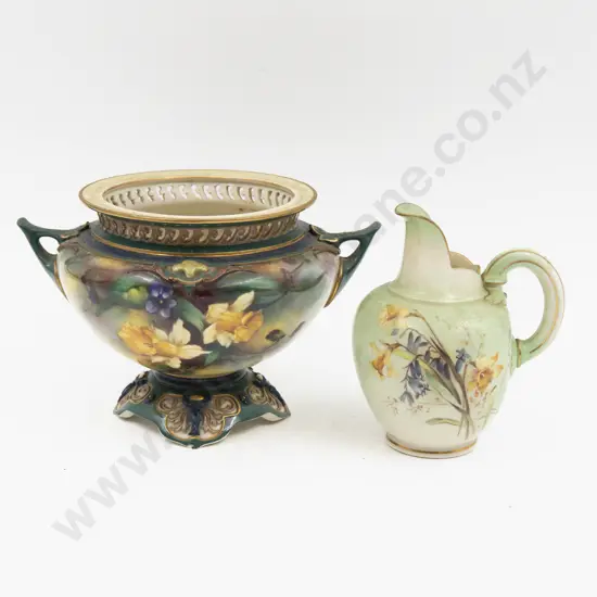 C1905 Hadley's Worcester Vase and Worcester Jug