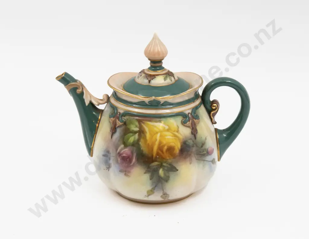 Hadleys Worcester Rose Painted Teapot 14cm Image 1++