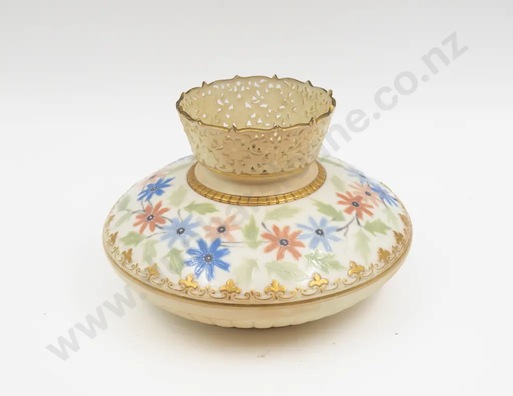 Grainger Worcester Enamelled Floral Decorated Table Centre Vase Image 1++