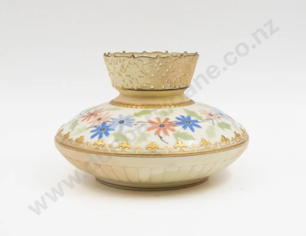 Grainger Worcester Enamelled Floral Decorated Table Centre Vase Image 1++