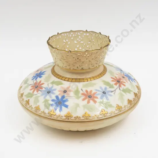 Grainger Worcester Enamelled Floral Decorated Table Centre Vase