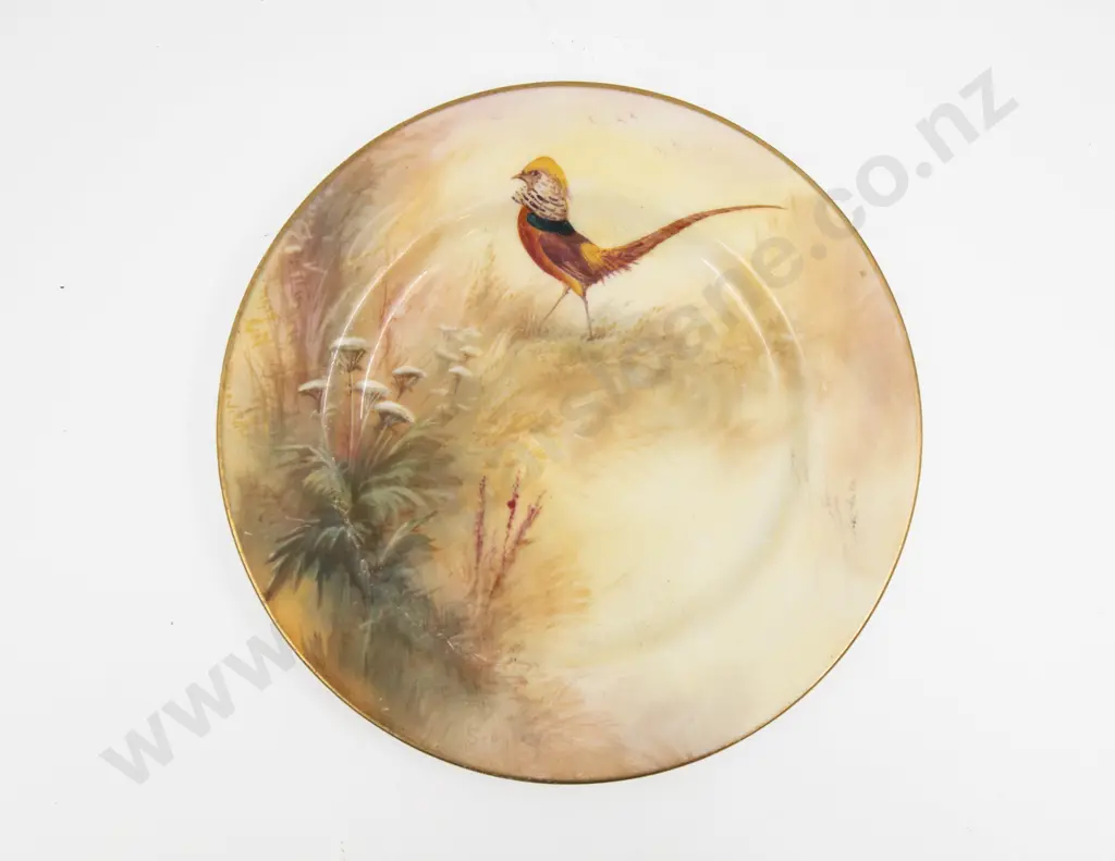 C1922 Royal Worcester Plate Painted Pheasant signed Sedgley Image 1++