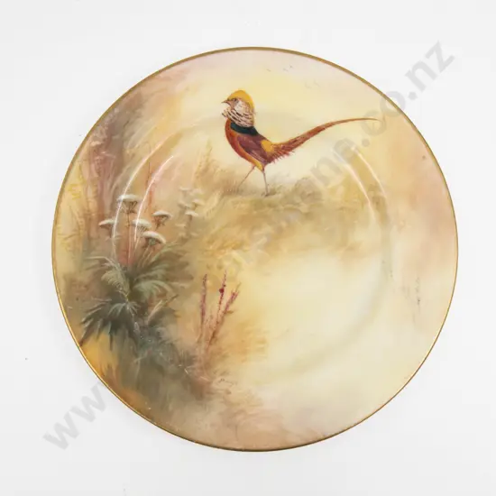 C1922 Royal Worcester Plate Painted Pheasant signed Sedgley