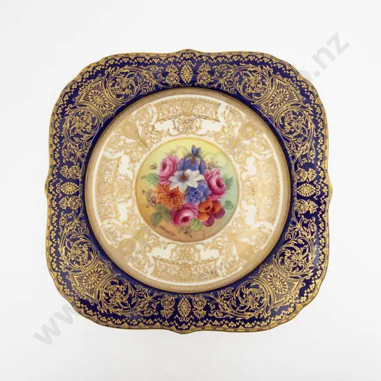 C1928 Royal Worcester Painted Florals Plate signed S Stanley