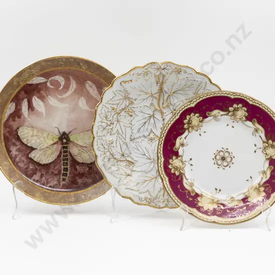 Three Unidentified Fancy Wall Plates 25cm Dia 26cm Dia 22cm Dia