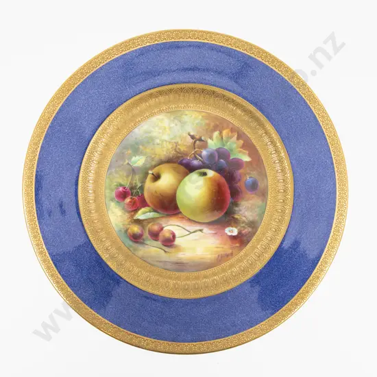 Wedgwood Plated Hand Painted with Fruits Signed A Hollond 27cm Dia