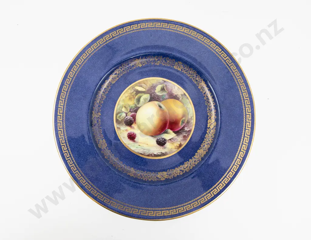 Wedgwood Plate Hand Painted with Fruits Signed A Hollond 27cm Dia Image 1++