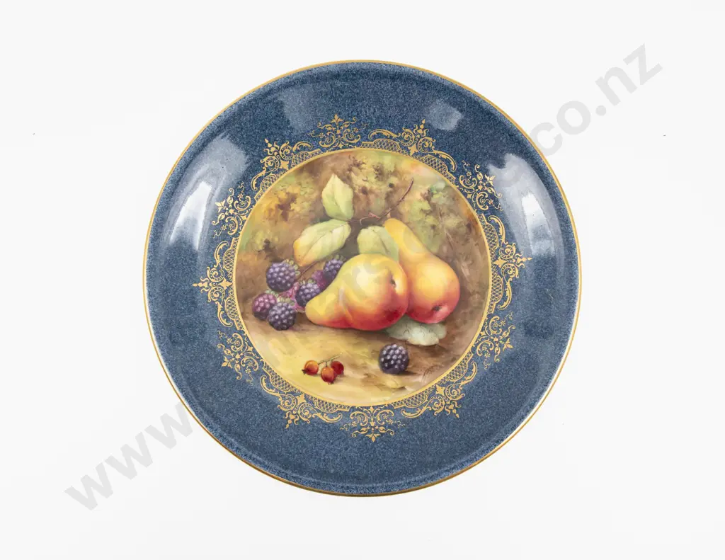 Royal Worcester Plate Hand Painted with Fruits Signed Price 23.5cm Dia Image 1++