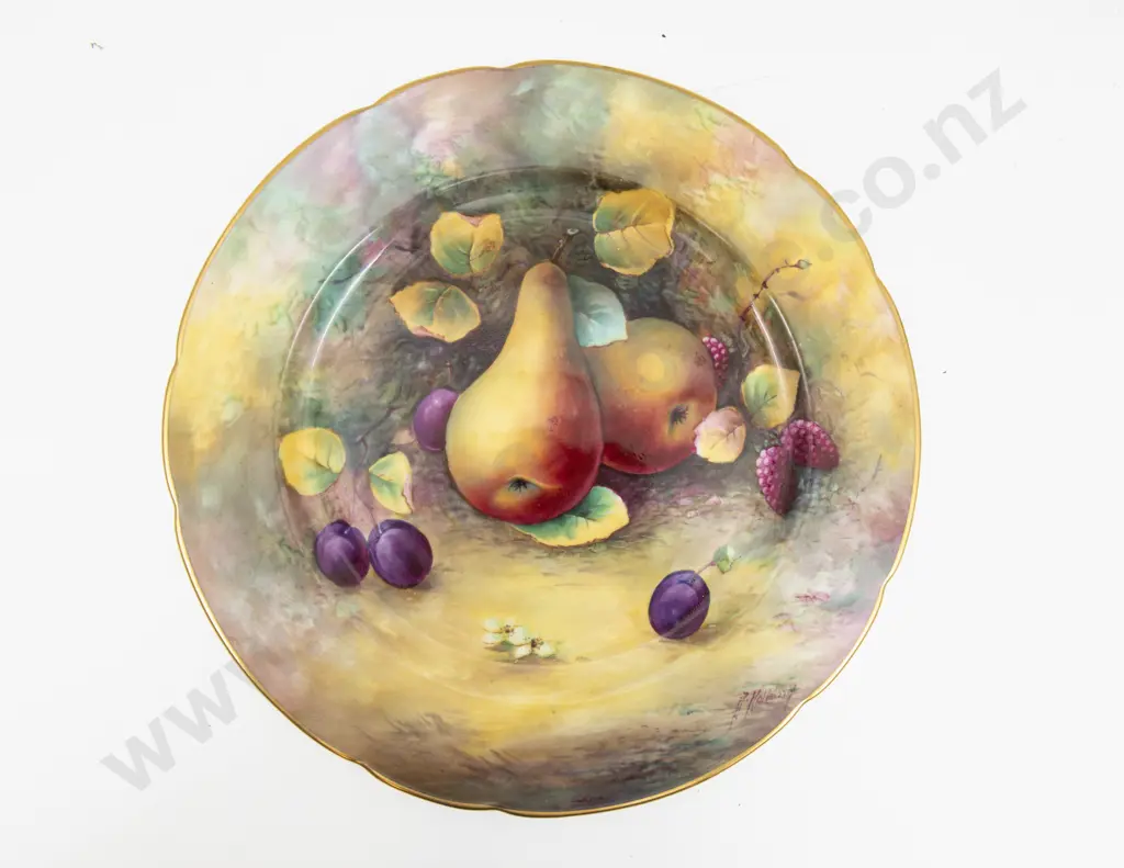 Paragon Plate Hand Painted with Fruits Signed A Hollond 27cm Dia Image 1++