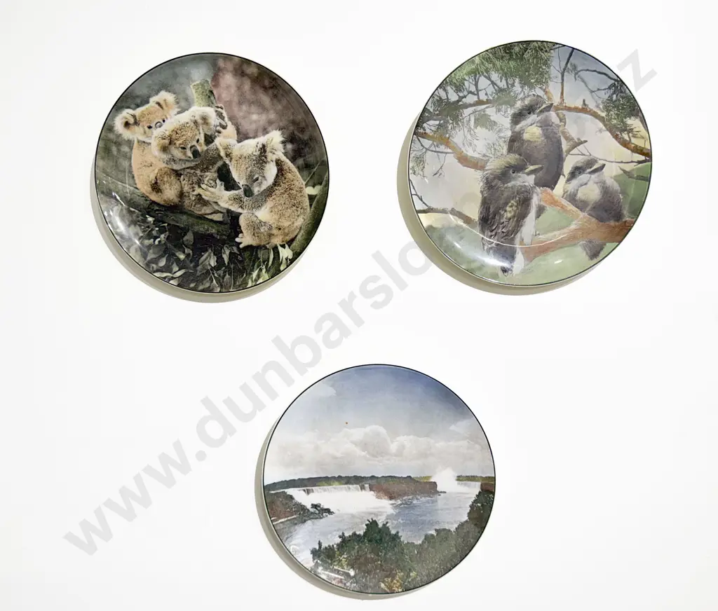 Three Royal Doulton Australian Series Head Rack Plates Koala Kookaburra Waterfall Image 1++
