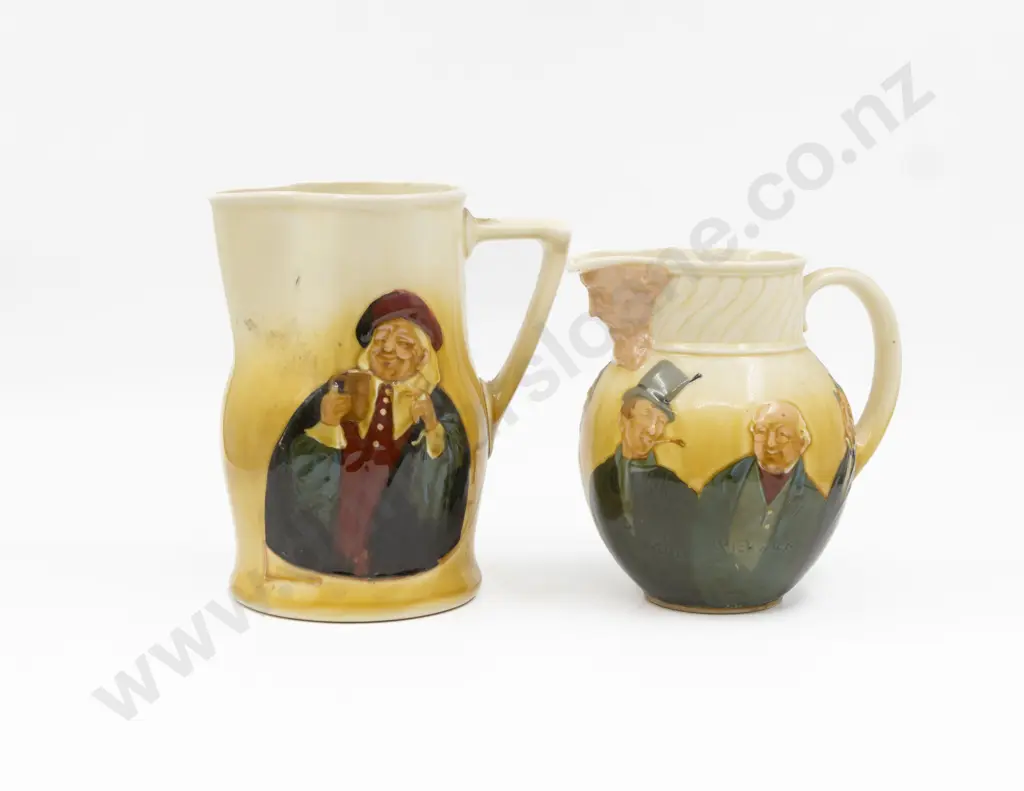 Two RD Noke Signature Shallow Relief Character Jugs 22cm & 19cm H Image 1++
