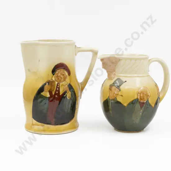Two RD Noke Signature Shallow Relief Character Jugs 22cm & 19cm H