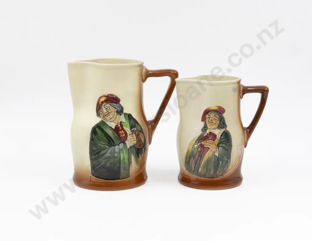 Two RD Noke Signature Shallow Relief Character Jugs 19.5cm & 17cm H Image 1++