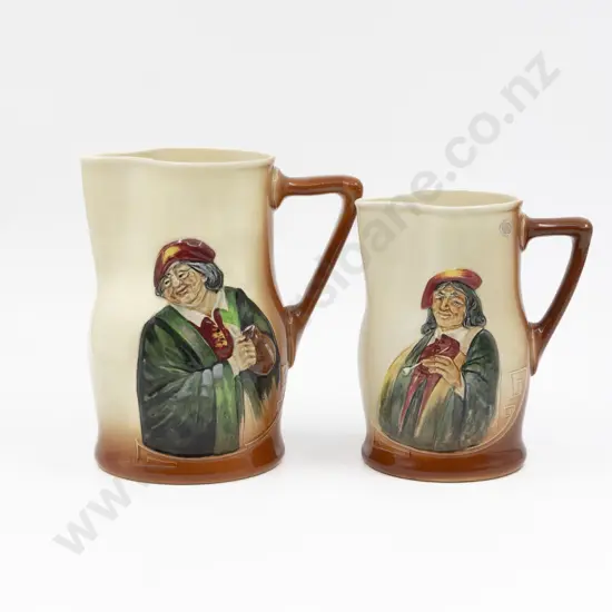 Two RD Noke Signature Shallow Relief Character Jugs 19.5cm & 17cm H