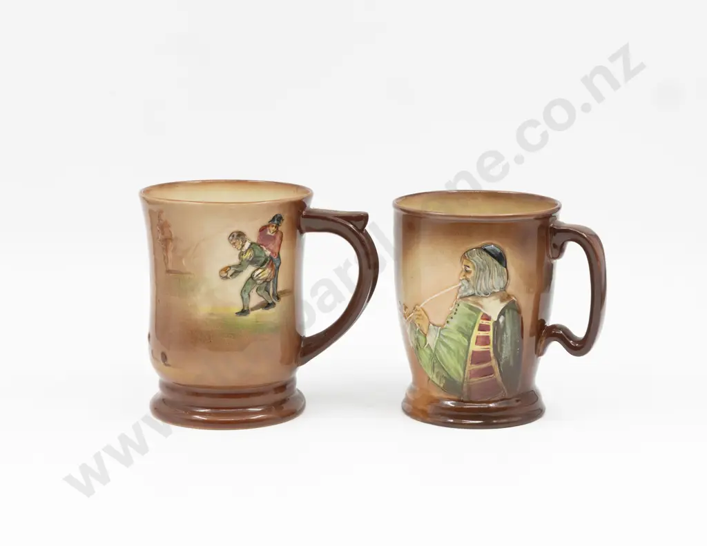 Two Large RD Shallow Relief Mugs 15cm & 14cm H Image 1++