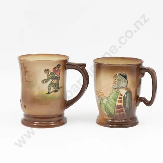 Two Large RD Shallow Relief Mugs 15cm & 14cm H