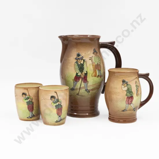 RD Shallow Relief Golfing Ale Jug Pint Mug & Two Tumblers