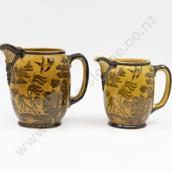 RD Graduated Pair "Willow Pattern" Series Jugs 18cm & 15.5cm H