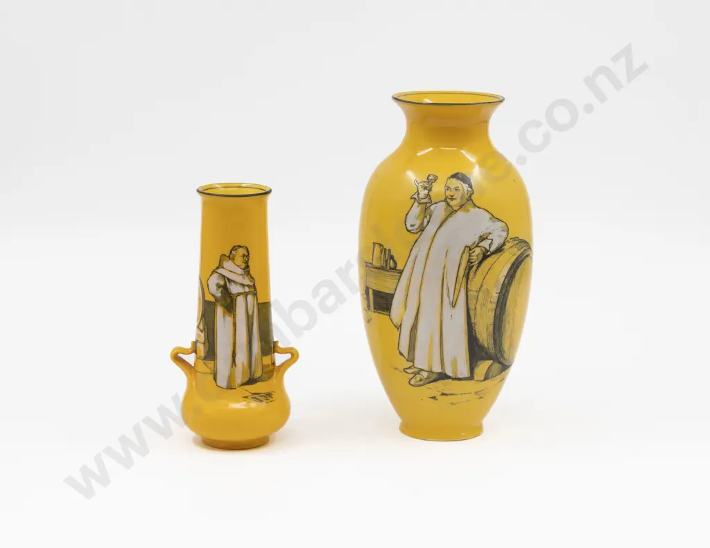 Two RD H. Tittensor Handpainted "Jolly Monk" Series Vases 21.5cm & 18cm H Image 1++