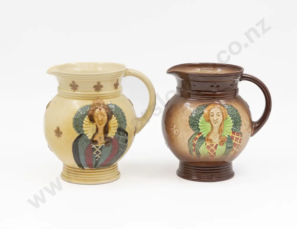 Two RD Shallow Relief Elizabeth I Jugs18cm H Each Image 1++