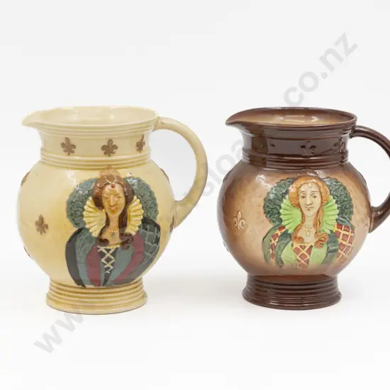 Two RD Shallow Relief Elizabeth I Jugs18cm H Each