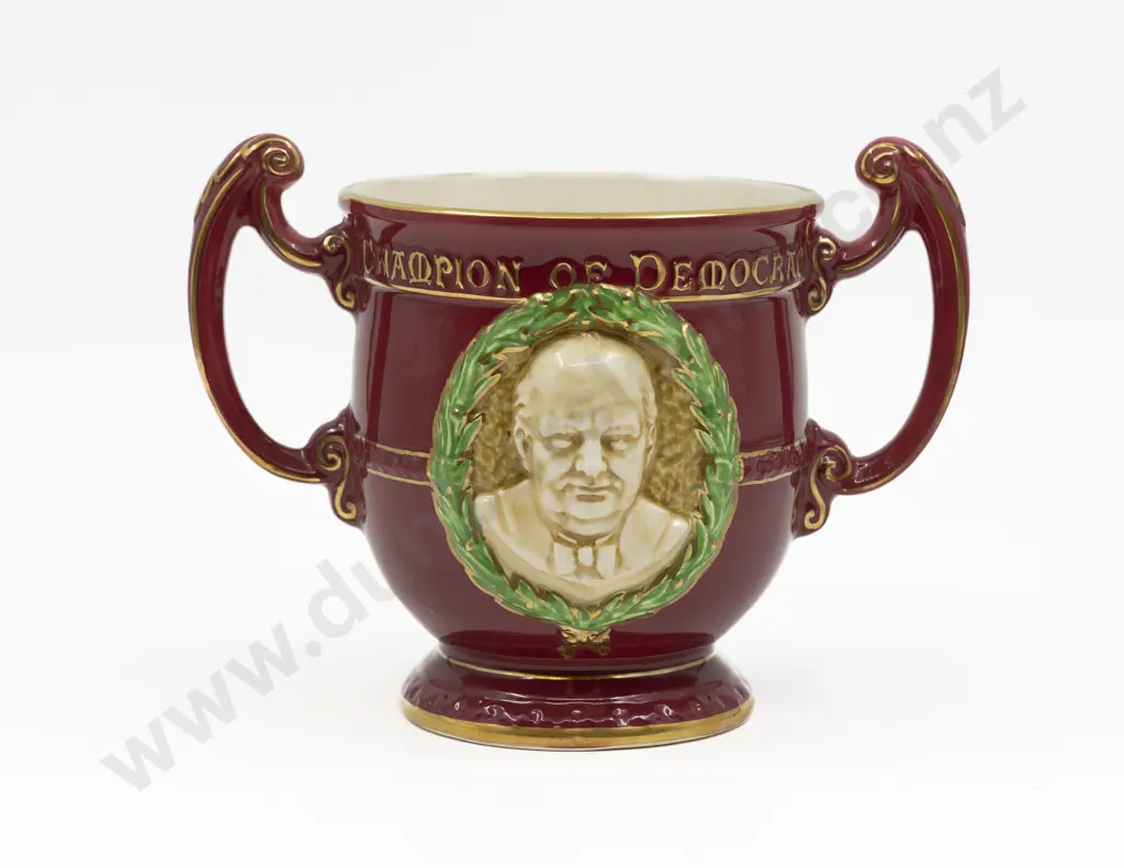 Burleigh Ware Churchill & Roosevelt Loving Cup 17.5cm H Image 1++
