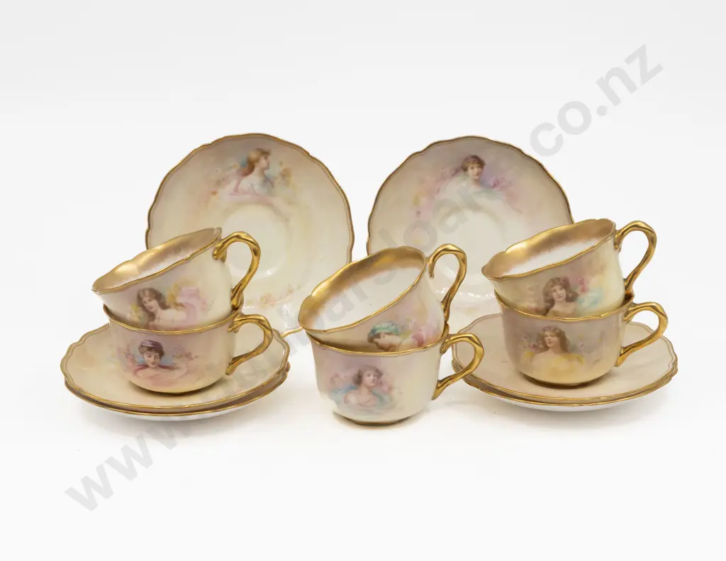 RD Six Handpainted Beauty Cup & Saucers Image 1++
