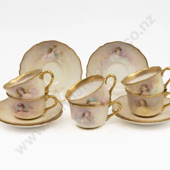RD Six Handpainted Beauty Cup & Saucers