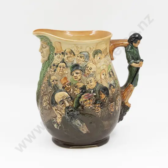 RD Noke Dickens Jug Shallow Relief 26cm H
