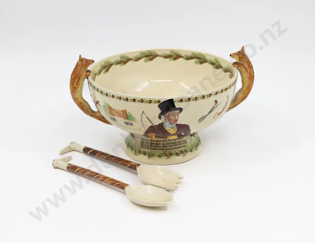 Crown Devon Musical John Peel The Hunt Salad Bowl with Servers 22cm Diameter Image 1++