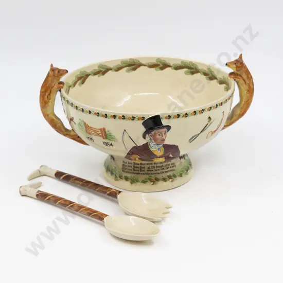 Crown Devon Musical John Peel The Hunt Salad Bowl with Servers 22cm Diameter