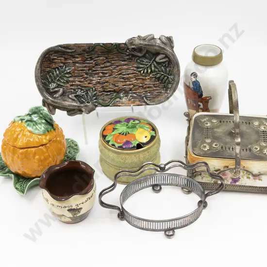 Assorted Porcelain & Pottery with Carlton Ware Sardine Dish - Preserve Pots