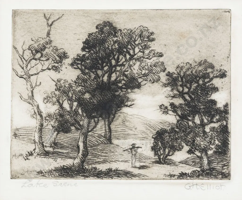 George Herbert Elliot - Lake Scene Image 1++