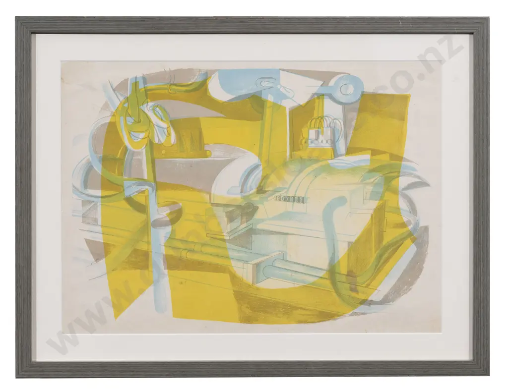 Louise Henderson (1902 - 1994) - On 'Southern Cross' Engine Room Image 1++