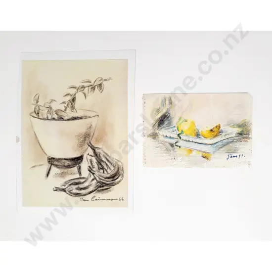 Sam Cairncross - Two Still Life Studies of Fruit & Plant (unframed)