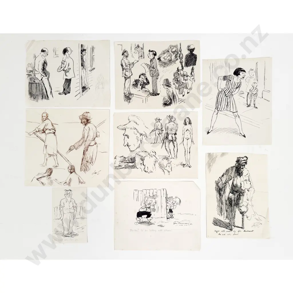 Sam Cairncross (1913 - 76) - Eight Sketches (unframed) Image 1++