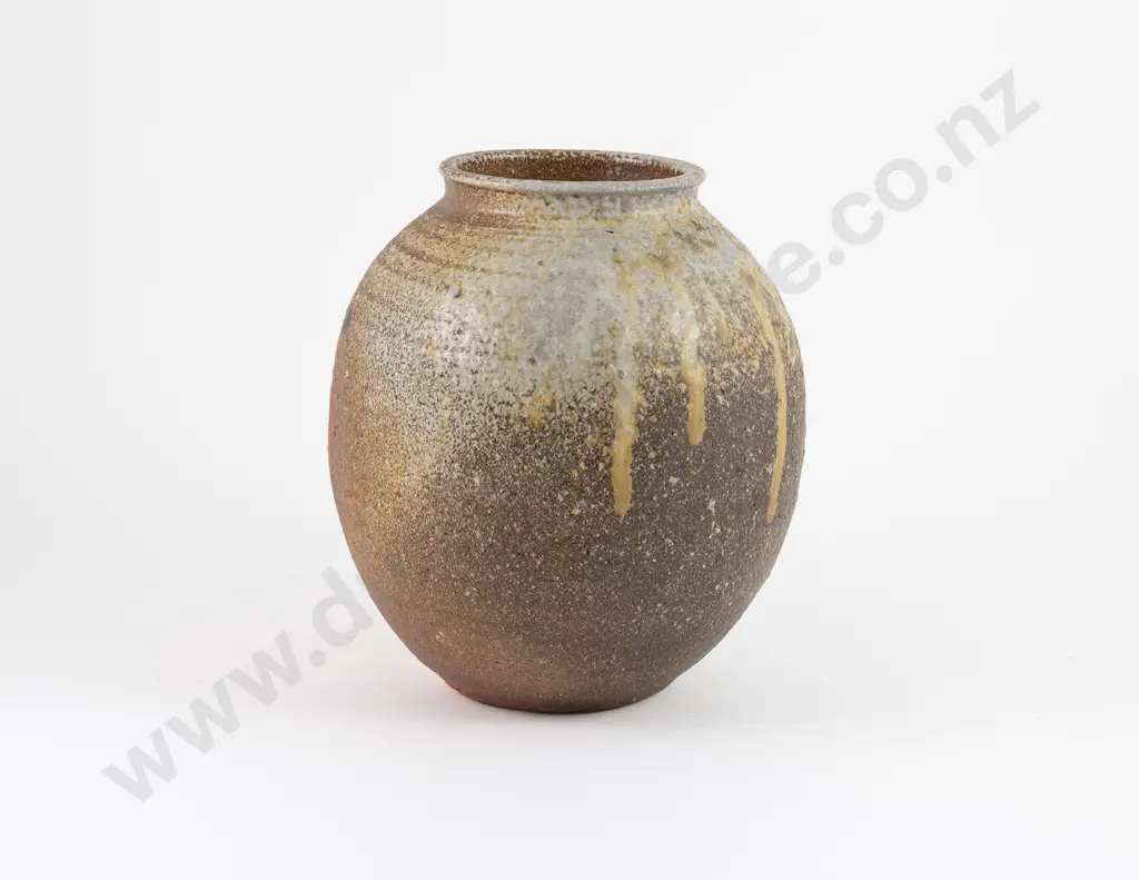 Large Estelle Martin Semi-Glazed Ovoid Form Vase Image 1++