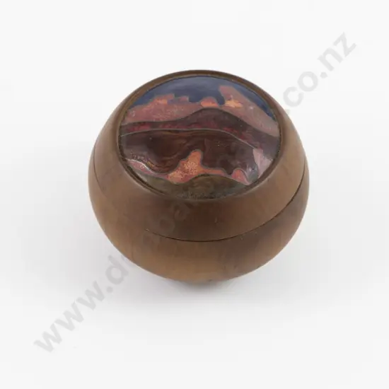 NZ Enamel Artist Elizabeth Fraser-Davies Turned Wood Box