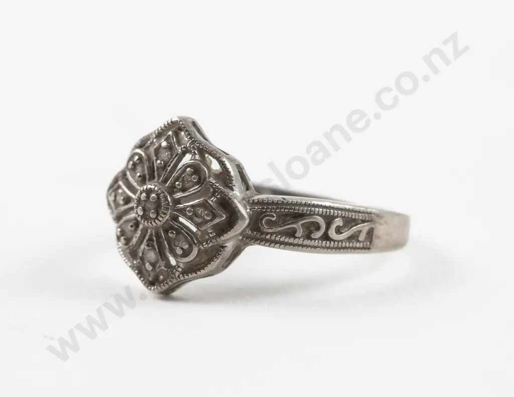 S/S and Marcasite Floret Cluster Ring Image 1++